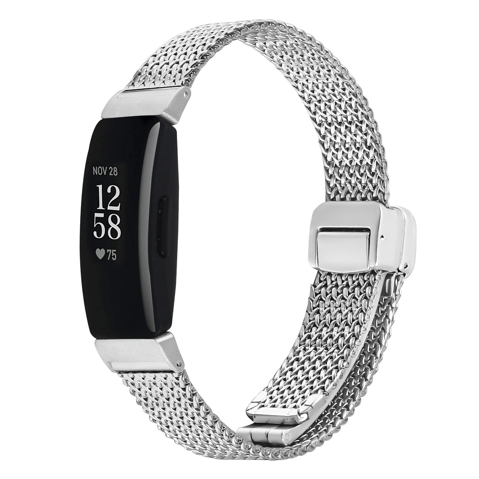 

Milanese Watch Band for Fitbit Inspire HR/Inspire 2/Inspire Herringbone Stainless Steel Silver Wrist Strap As shown A