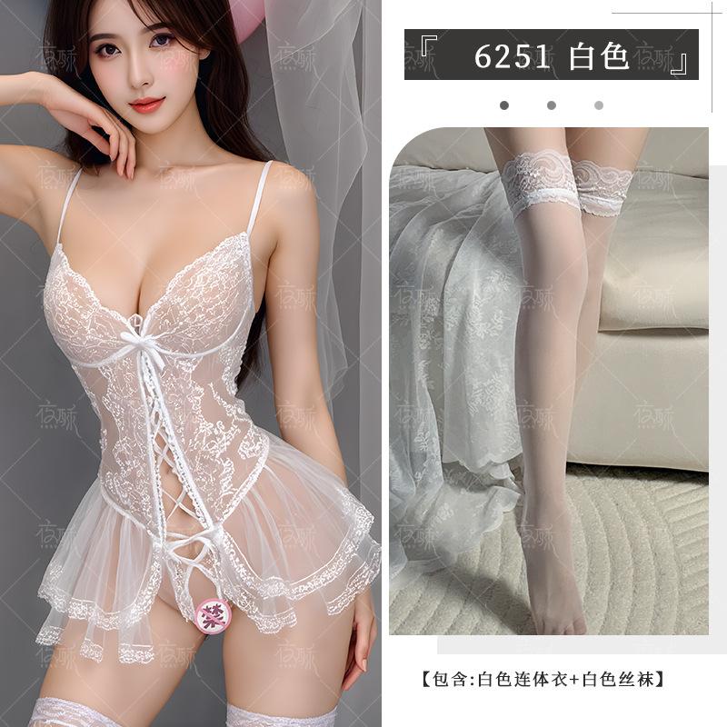 Zimei erotic underwear women's lace nightdress sexy open crotch suspender pure desire hot passion free suit