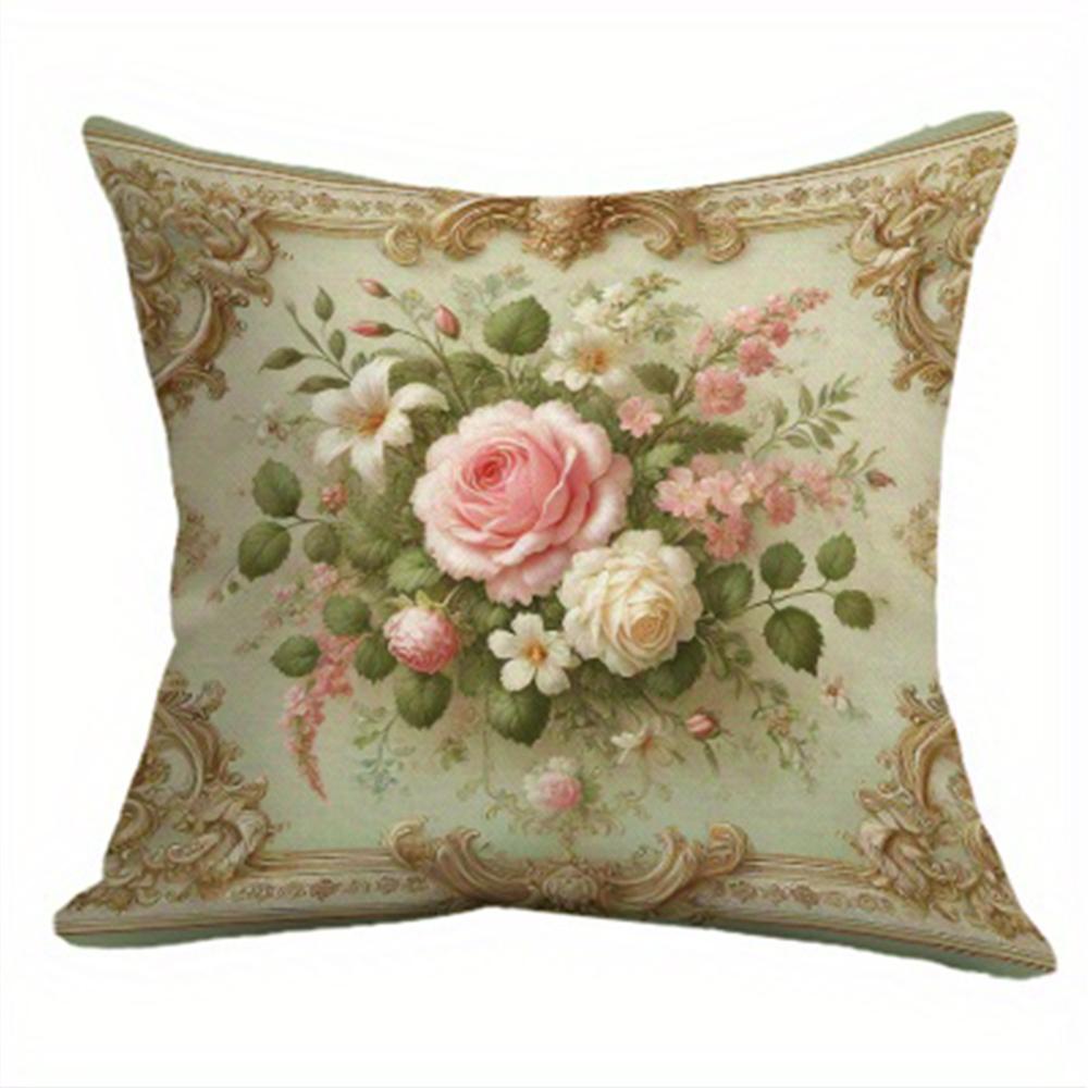 Retro flower decoration pillowcase pillowcase super soft polyester material living room sofa back car pillowcase decoration