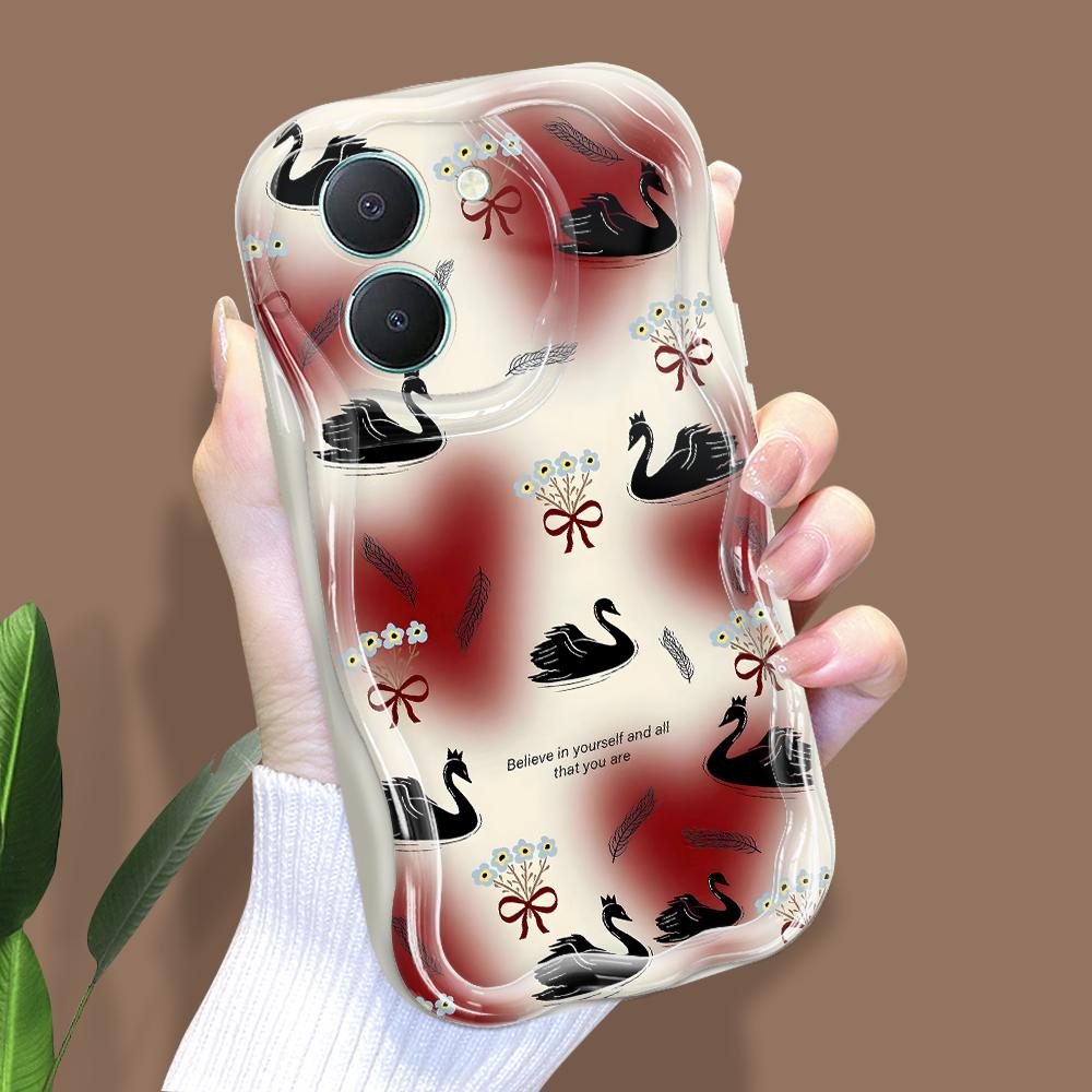 Cute Cartoon Pattern Cream Texture Casing Wavy Edge Soft Silicone Cover Phone Case for Vivo