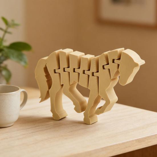 3D Printed Horse Figurine Movable Joints Stress Relief Toy Year of The Horse Ornament Articulated Fidget Toy for Desktop Bookshelf Decoration