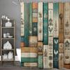 Rustic Theme Faux Wooden Paneled Chicken House Tree Shower Curtain, Bathroom Decorative Shower Curtain, Waterproof Shower Curtai