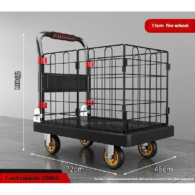 Fence flatbed cart folding silent trolley household pull trolley handling four-wheeled small trailer small pull truck