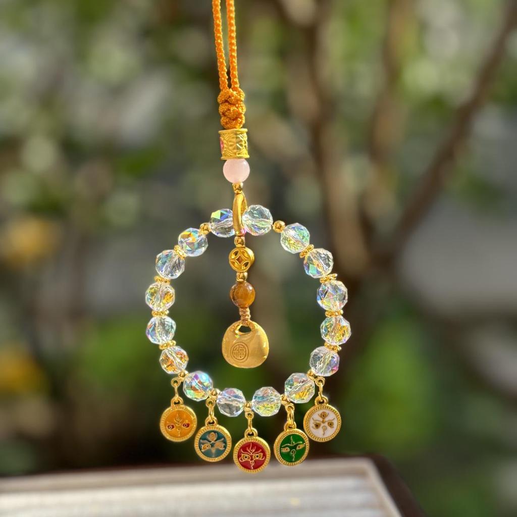 Pendentif de voiture Dieu de la richesse Lingyin Wulu de Hangzhou: Boulier Coloré pour Décoration de Véhicule Haut de Gamme, Symbolisant la Paix et la Fortune