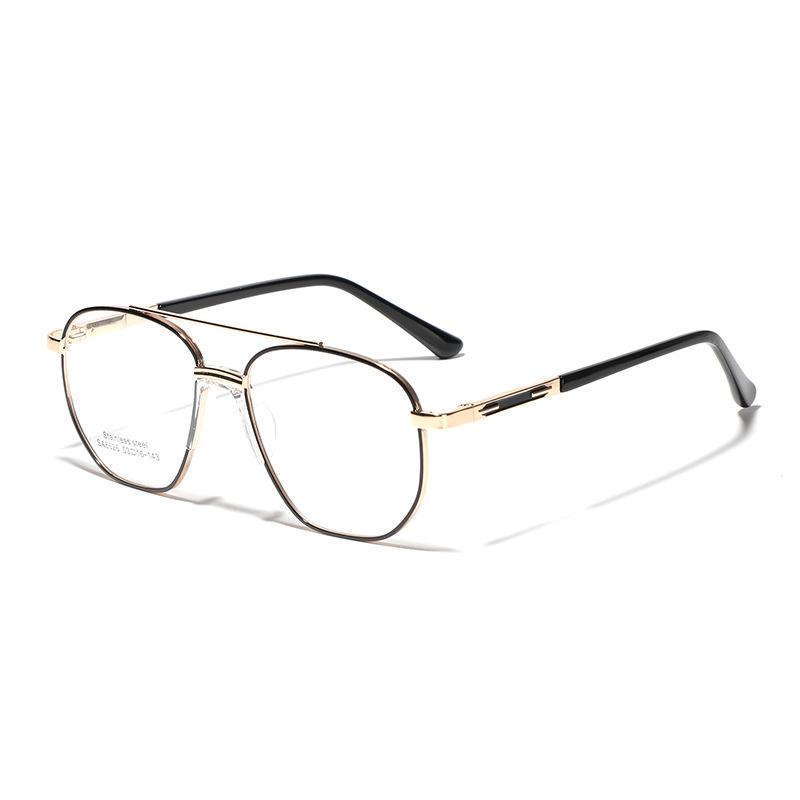 Glasses Double Beam Square Flat Glasses Metal Glasses Saddle Nose Pad Large Frame Glasses Women'S Glasses