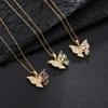 Collier Pendentif Papillon Zircon Cristal pour Femmes Bijoux Cadeau Couple