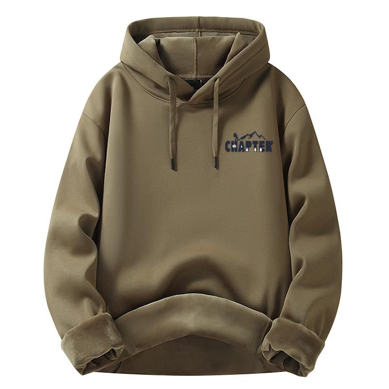 Black padded hooded sweater men's autumn and winter new cotton couple models thickened loose top coat