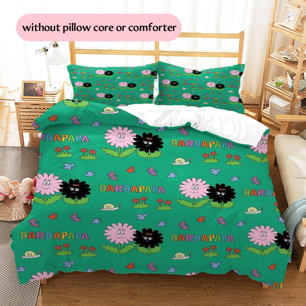 Barbapapa2 Pattern Bedding Quilt Set  Home Decoration  Gift (1 * duvet cover + 2 * pillowcase  without core)