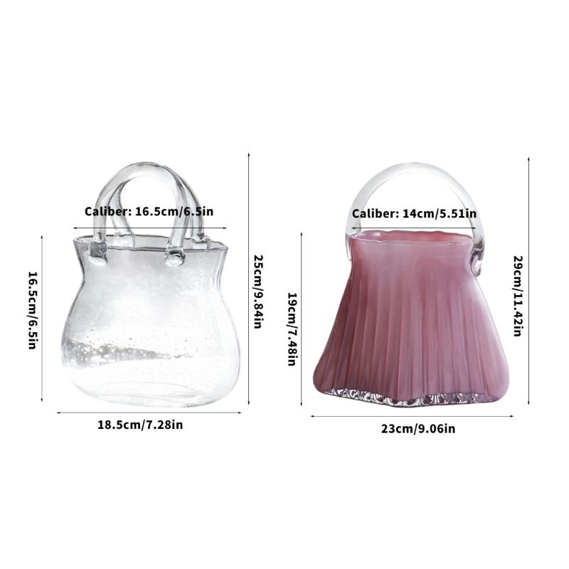 Verdickte Klare Glasvasen Handtaschenform Hülle Halten Blume Geeignet Für Haus Büro Dekoration Geburtstagsgeschenk