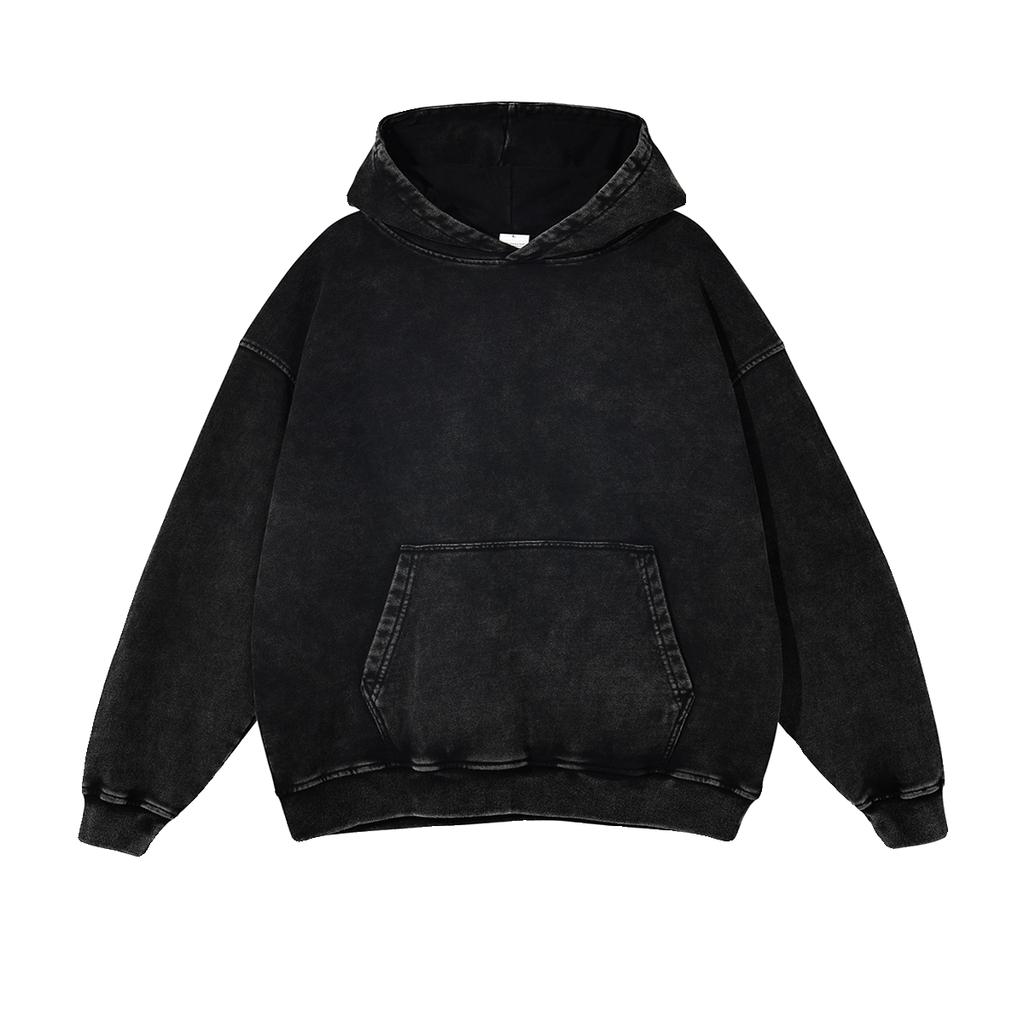 Sudadera con capucha de peso pesado de alta costura lavada vintage oscura holgada extragrande unisex