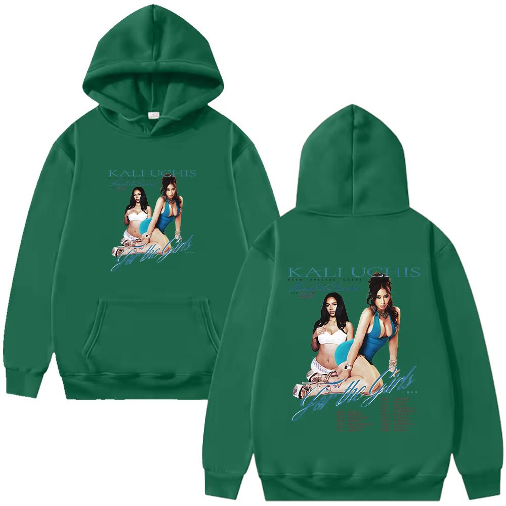 

Kali Uchis for The Gril Tour 2026 Hoodies Men Women Fashion Long Sleeve Pullovers Harajuku Casual jackets Streetwear Unisex Sweatshirts Anime Hoodie XS темно-зеленого