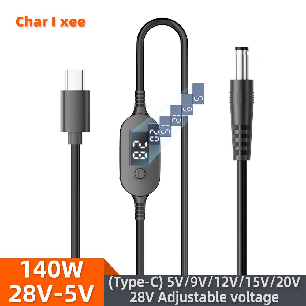 Кабель питания USB C на DC 140 Вт Type C на 5 В 9 В 12 В 15 В 20 В 28 В с регулируемым напряжением, адаптер, разъемный кабель для ноутбуков, роутеров 5