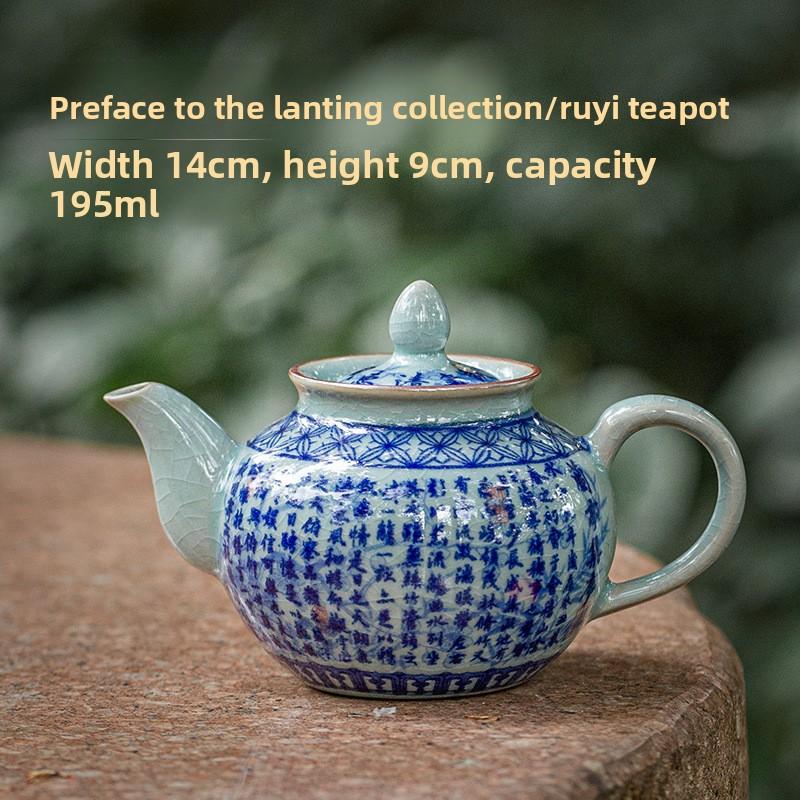 Lanting Xu Blessing Teapot Old Clay Retro Crackle Small Teapot Kungfu Tea Set Ceramic Teapot 201-300ml