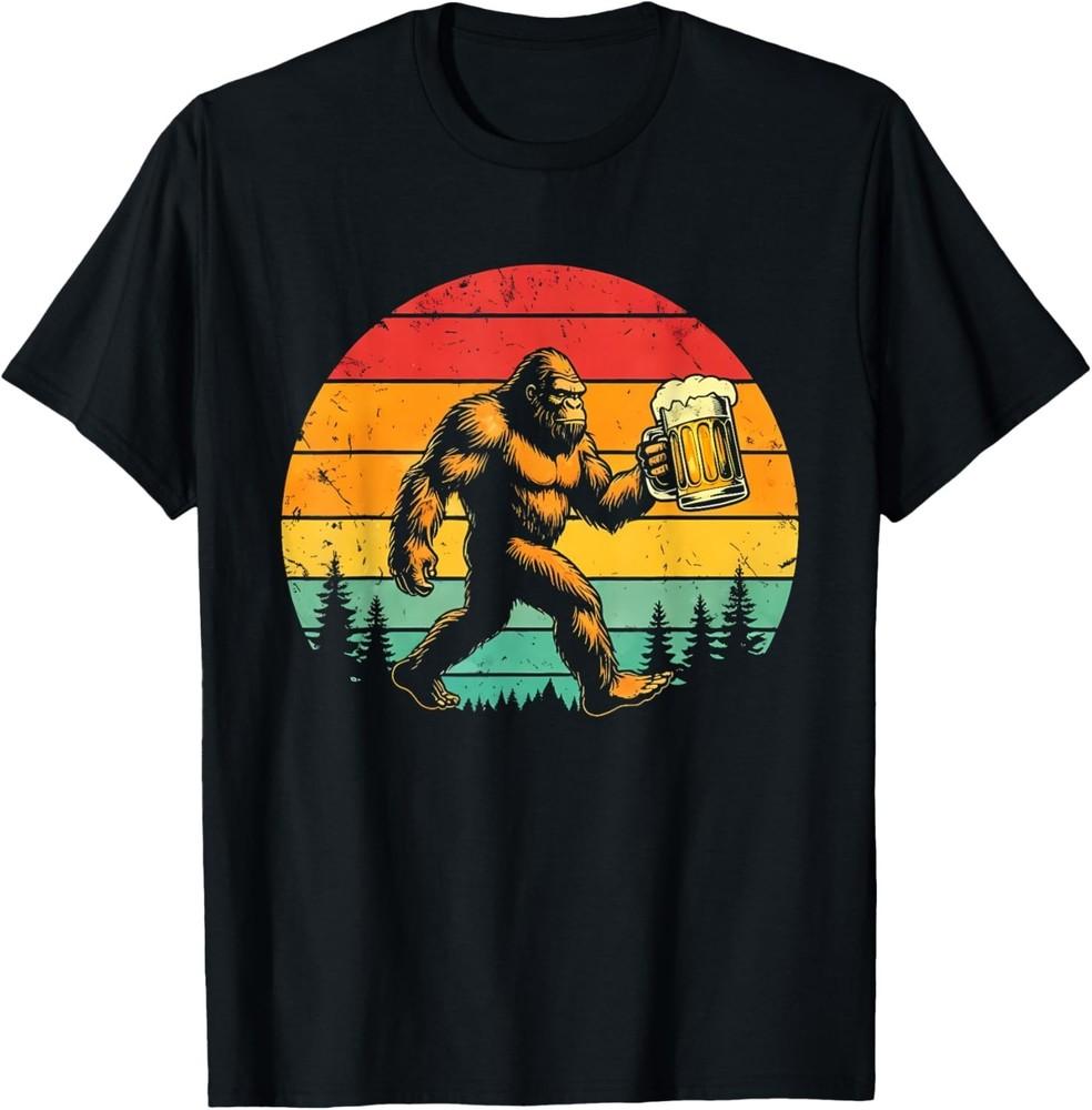 Funny Sasquatch Beer Lover Retro Sun T-Shirt unisex T-Shirt