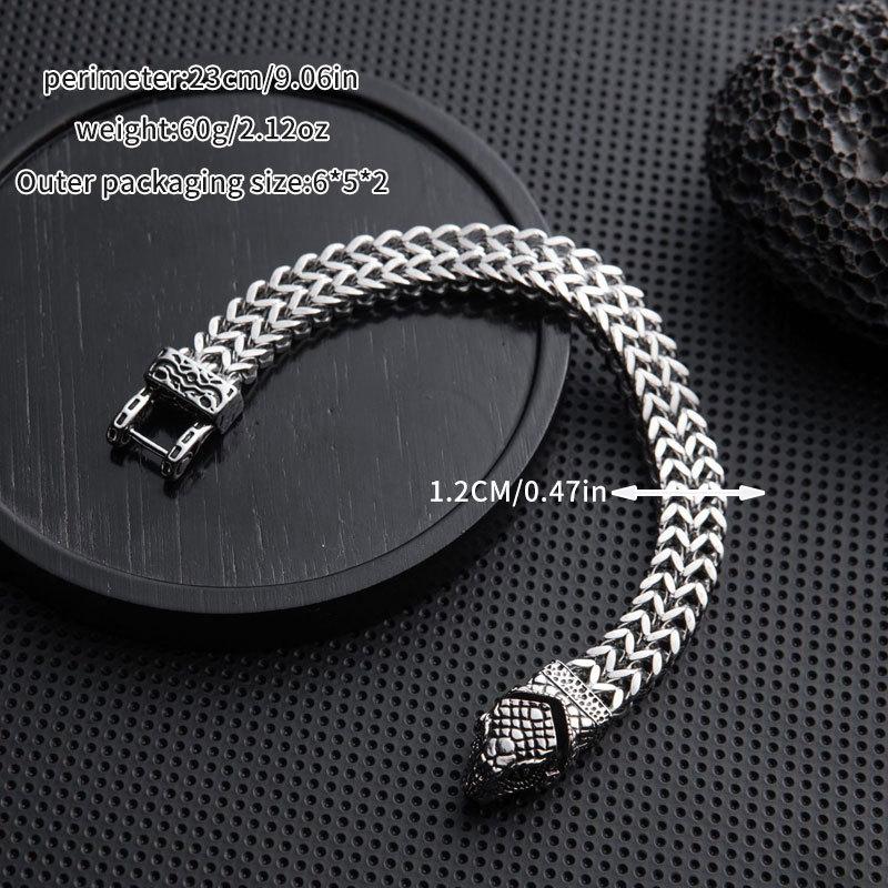 Men's Bracelet Retro Punk Style Stainless Steel Snake Head Beast Head Skull Jewelry Does Not Fade