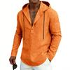 New Men’s Linen Plus-size Hooded Long-sleeved Top – Casual Plain-colour Hoodie