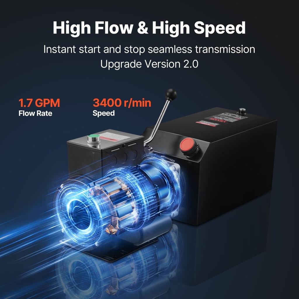 14 L Hydraulic Power Unit, Single Acting Steel Dump Trailer Pump, 22 MPa Max Relief Pressure & 6.3 L/min Flow Rate, 220-240V Hydraulic Pump with Metal