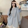 Women's Solid Color T-shirt Female Round Neck Button Short Sleeved Blouse Summer New Korean Version Loose Versatile Casual Top