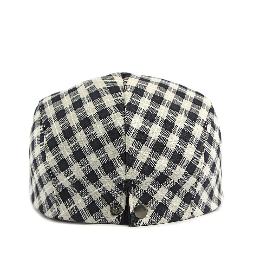 Vintage Check Beret Men Women Cap British Peaked Cap Painter's Cap