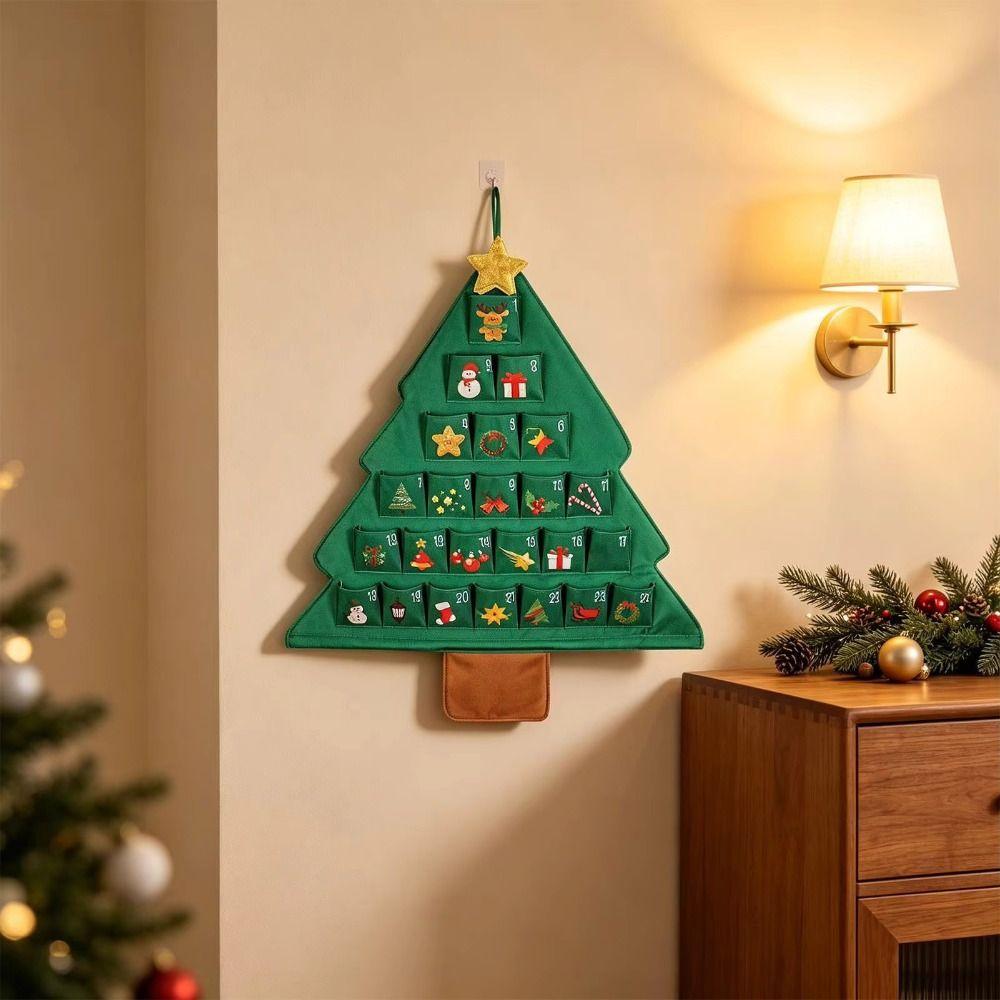 Cloth Ornaments Christmas Tree Shape Storage Bag Countdown Calendar Storage Bags Christmas Decor