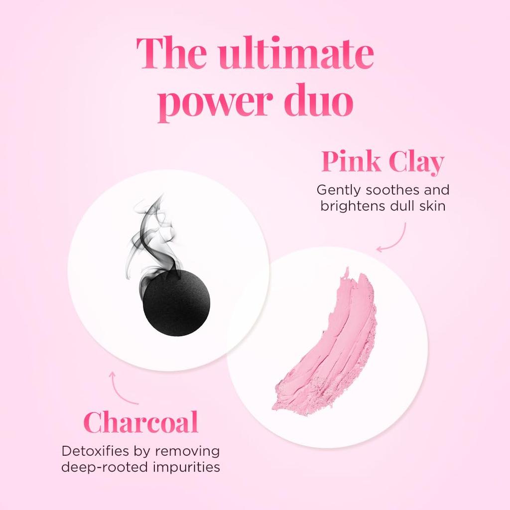 Everyuth Naturals Anti Pollution Pink Clay Charcoal Sheet Mask Pack Of 3 25ml Refreshing Detox Glow Biodegradable Face Mask For Radiant Skin