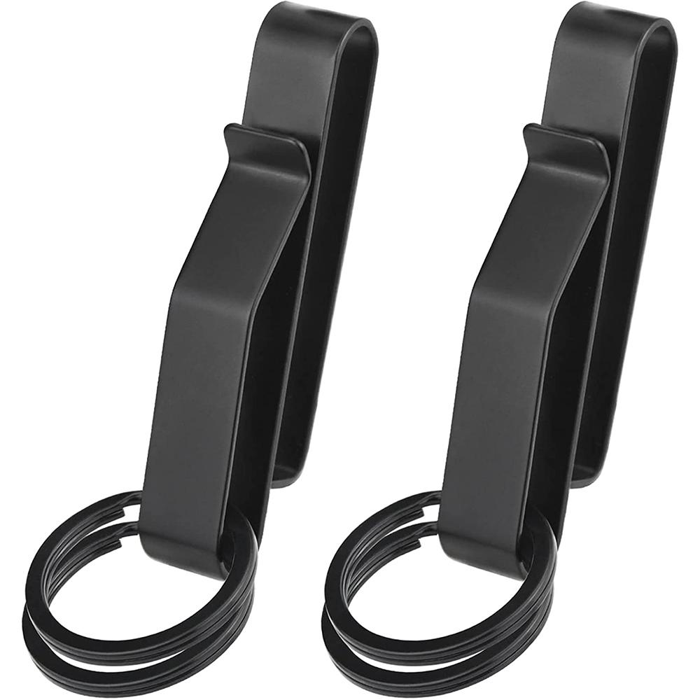 New 2pcs Belt Key Clip Stainless Steel Tactical Stealth Belt Loop Keychain