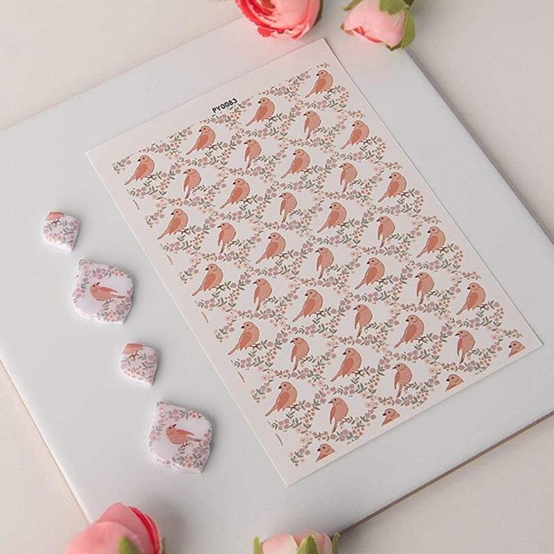 Flower Clay Transfer Paper Bird Flower Transfer Paper Water Soluble Transfer Paper for Clay Earrings Jewelry Making