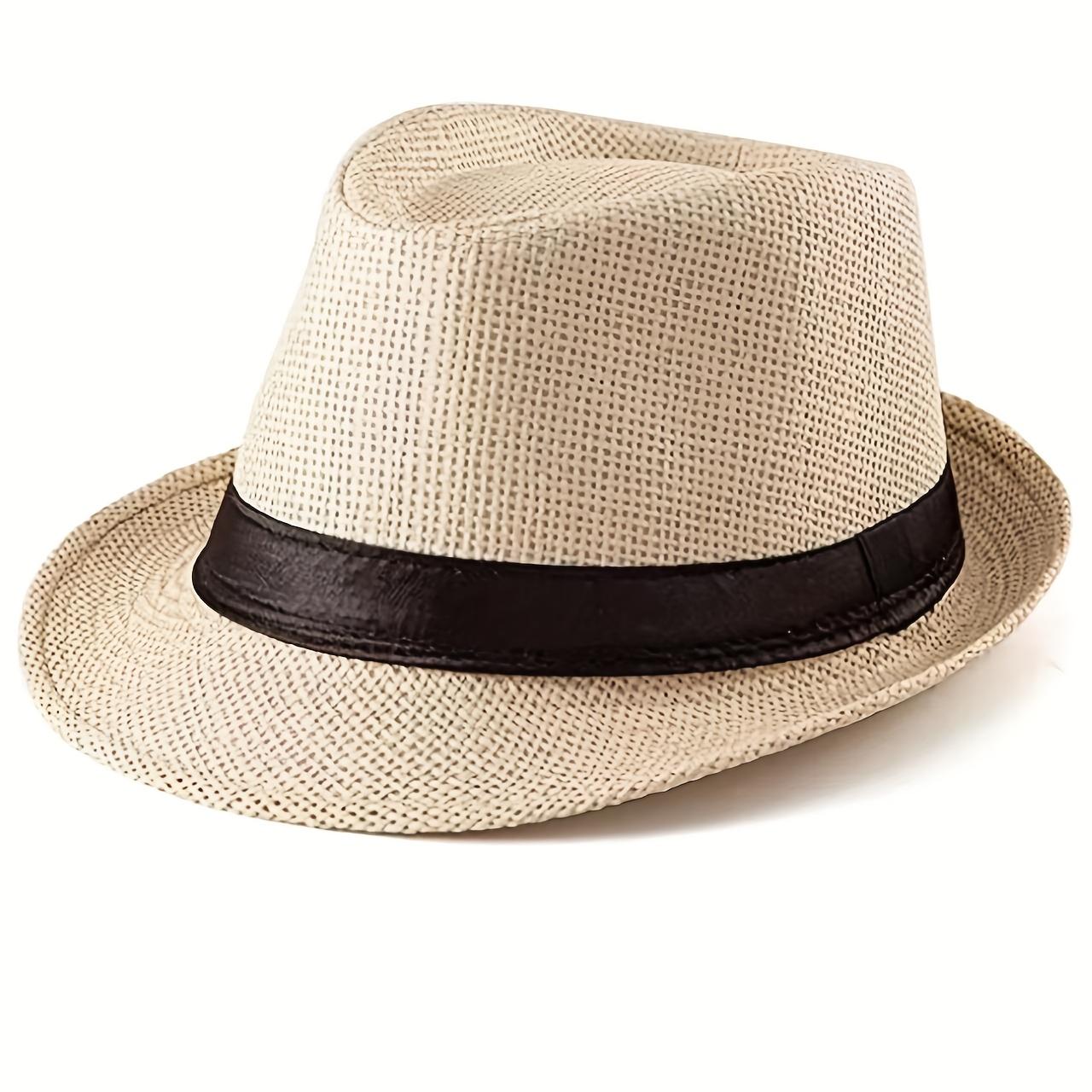 

Elegant Paper Straw Fedora Panama Straw Hats - Summer Sun Protection - Trilby Cuban Hat - Do Not Wash - Woven бежевий