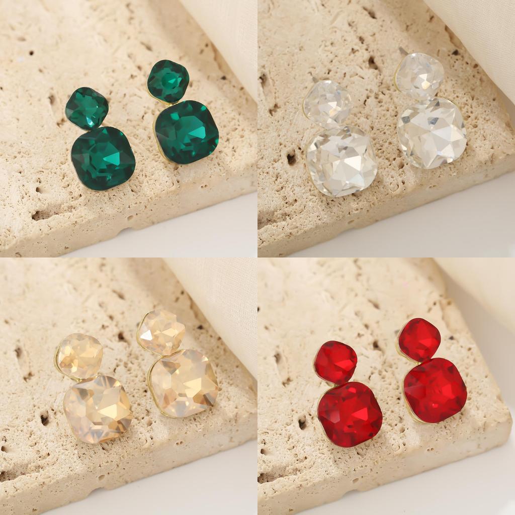 Geometric Alloy Square Drop Earrings With Gold Pins For Womens Fashion Accessories
