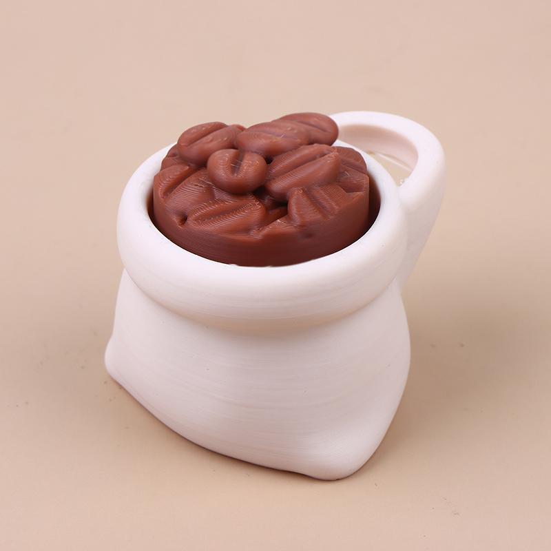 3D Printed Coffee Beans Coffee Cup Stress-Relieving Toys Desktop Decoration Cute And Fun Relax Toy Pressed Ornament Clicker