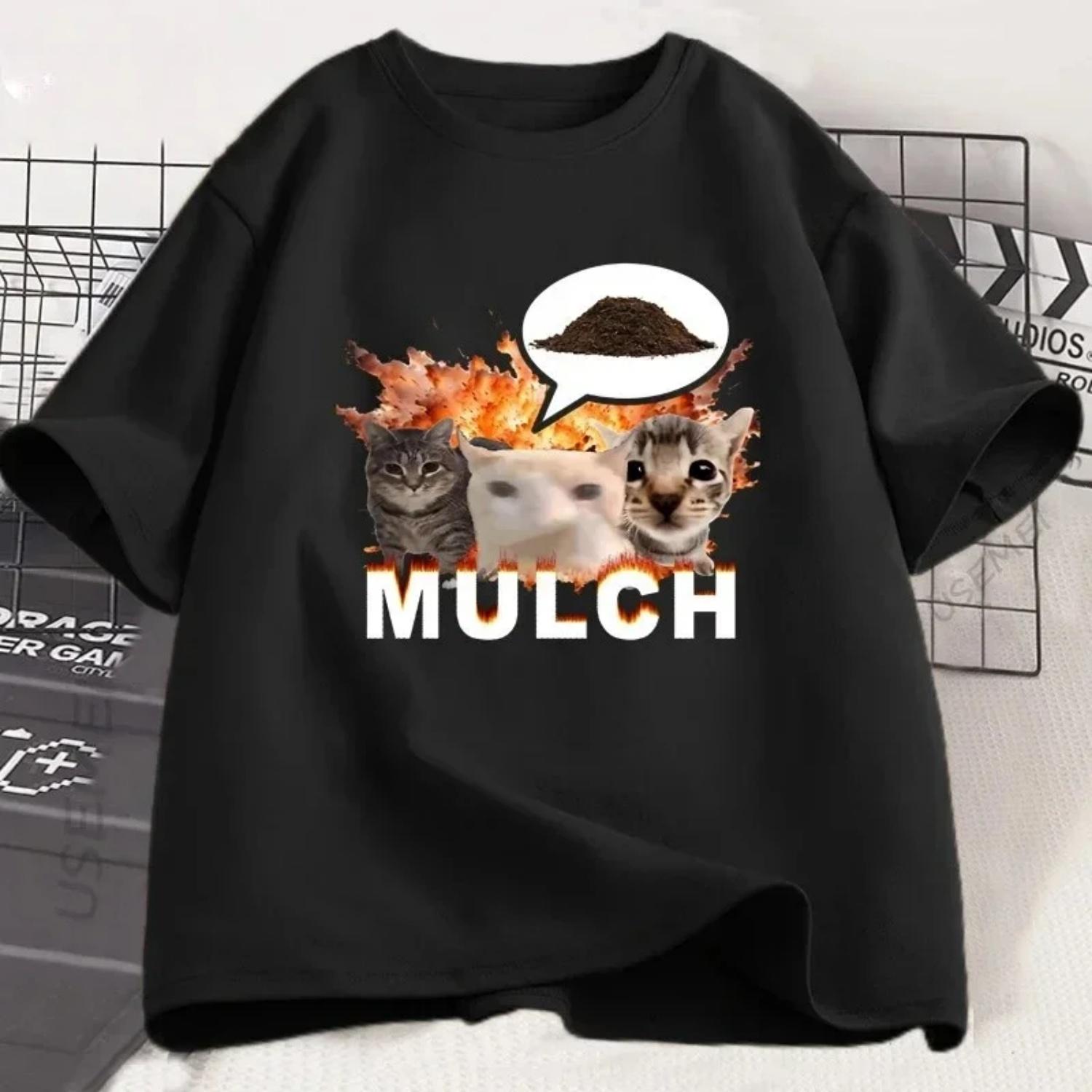 

Mulch Funny Cat Meme Classic T-Shirt Women T Shirt Clothing Summer Short Sleeve Tees Streetwear Tee Tops S чёрный