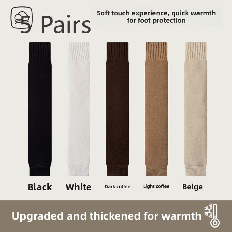 5 Pairs of  Female Autumn and Winter Warm Velvet Thickened Not Bloated Wool Knee Socks