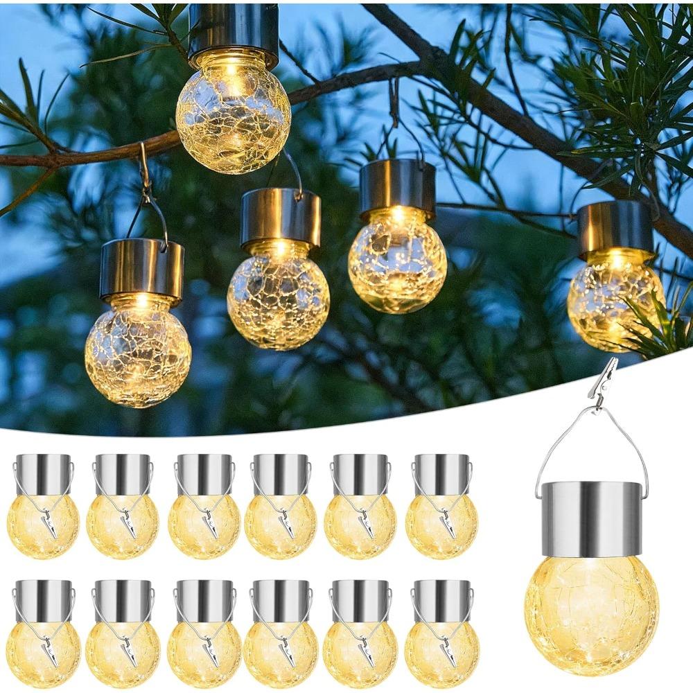 Solar Lanterns Outdoor Colored Hanging Solar Lights Waterproof Globes Garden Lights Decorative Light Up Ornaments for Fence Hook Tree Ornaments