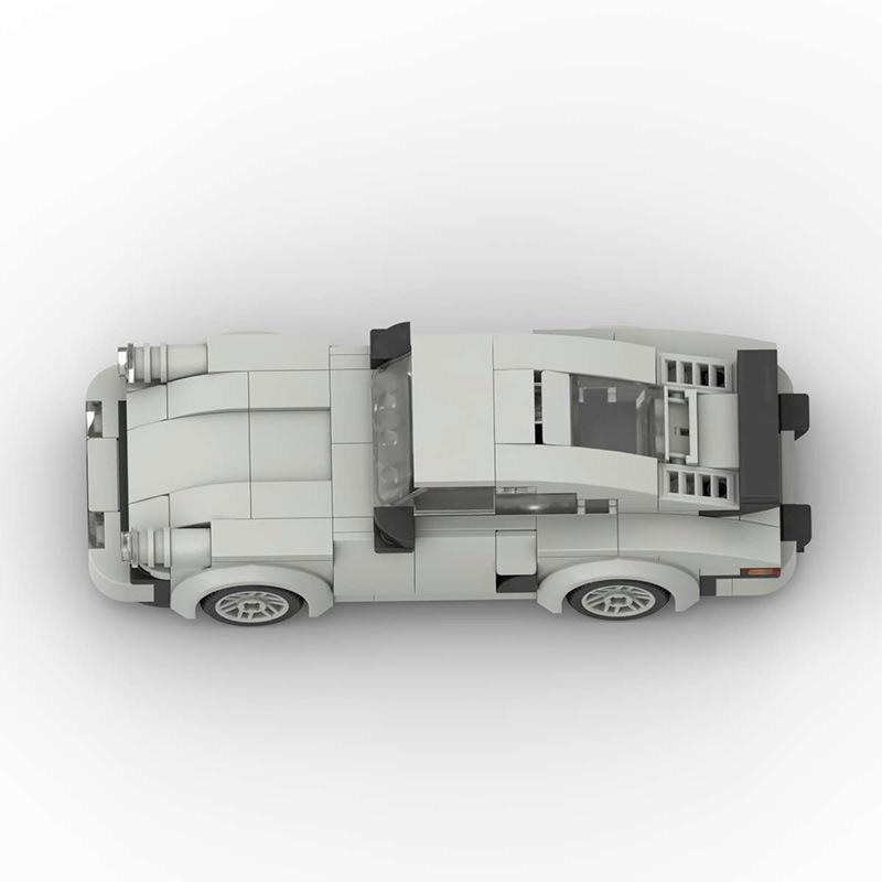 Car Assembly Model MOC for LEGO Porsche 911 - Light Grey DIY Small Particle Building Blocks