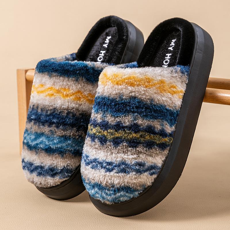 Heel Cotton Slippers 2025 New Winter Piled Thickened Indoor Home Warm Couple Wear Plush Cotton Shoes