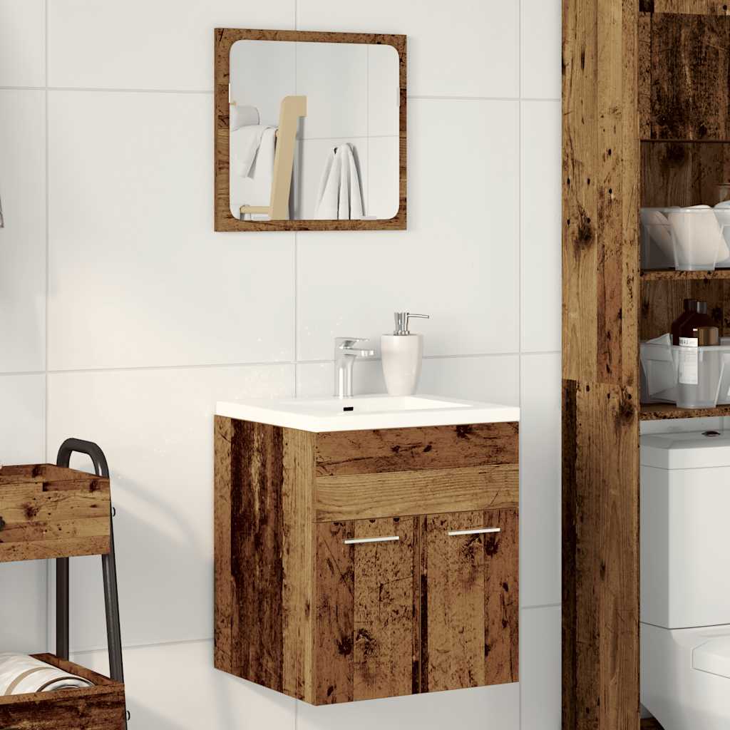 2 Piece Bathroom Furniture Set Rustic Wood Look Engineered Wood