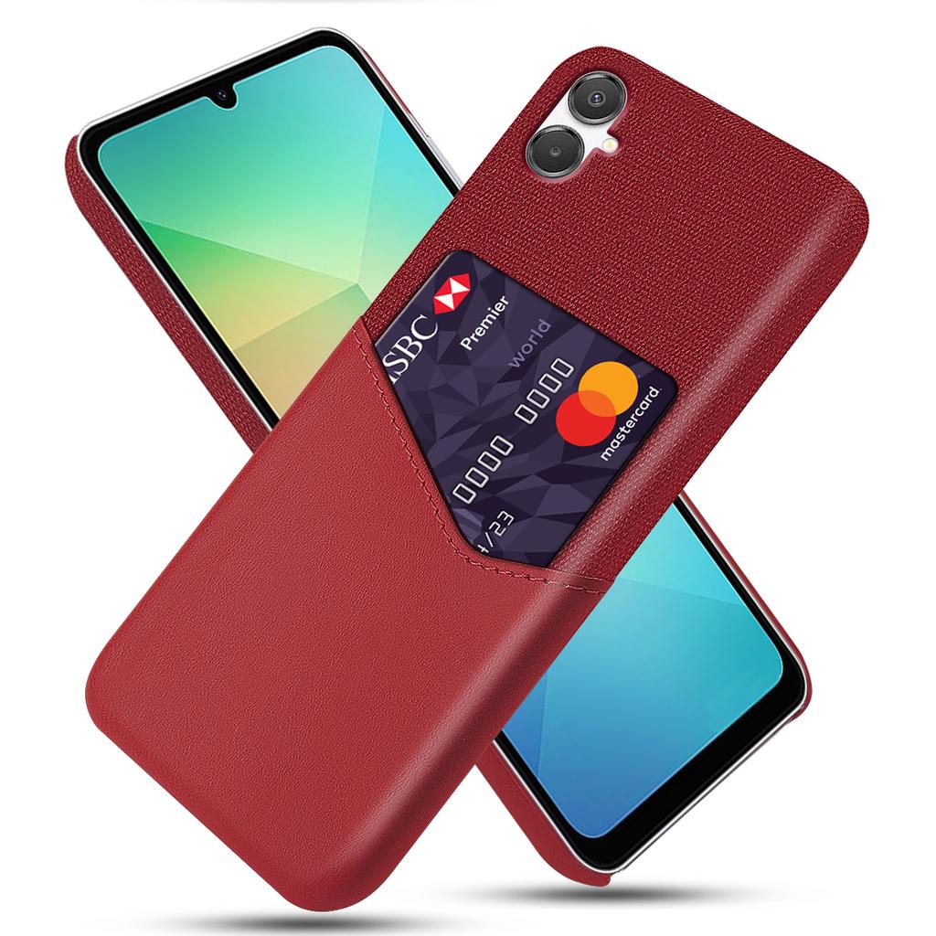 For Samsung Galaxy A07 4G Case PU Leather Cloth Texture Hard PC Phone Cover with Card Holder