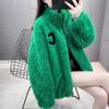 Autumn and winter new double-sided velvet warm semi-turtleneck sweater women's cardigan zipper fleece women's cardigan jacket