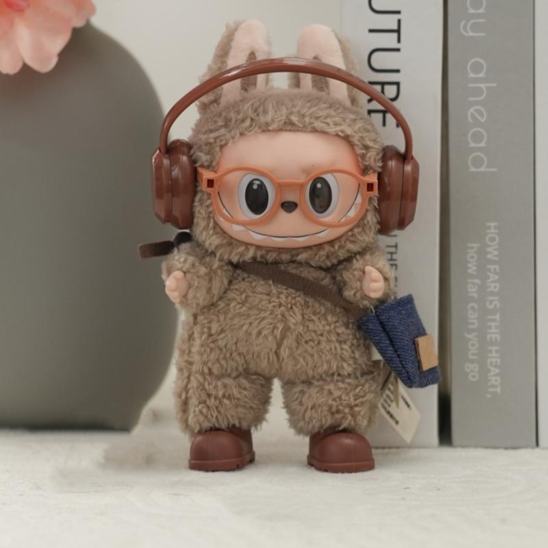 DIY doplňky pro boty labubu V1 V2 bez čoček brýle stylová plastová sluchátka plyšová dekorace panenky dárek k narozeninám