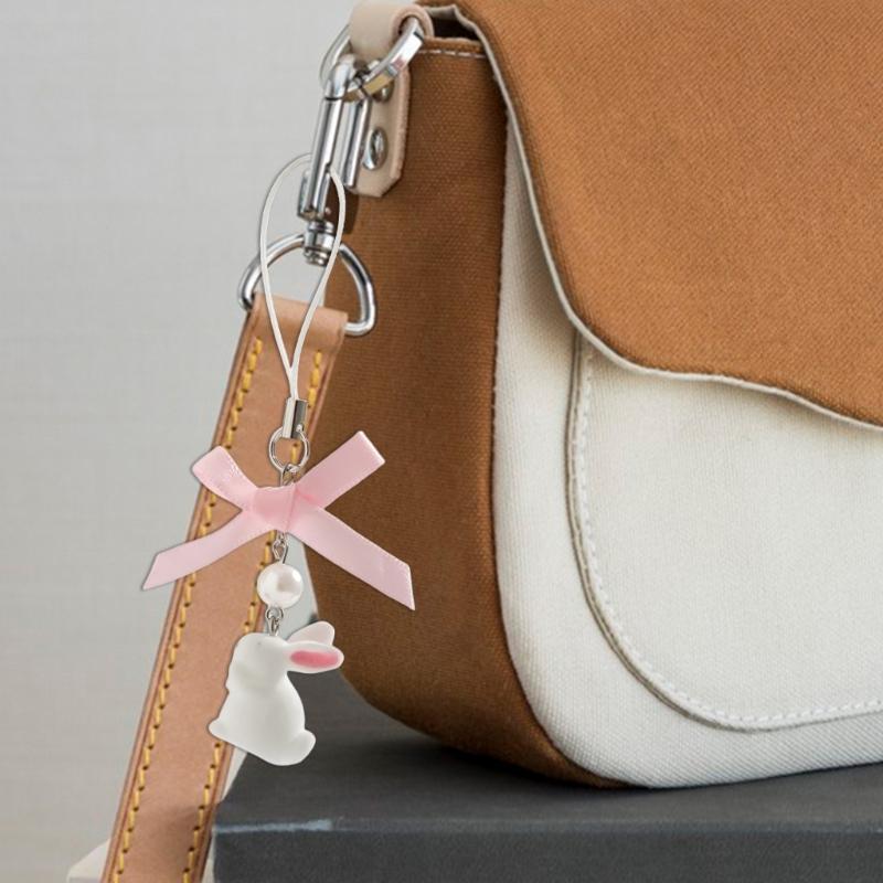 Lovely Strawberry Bowknot Phone Strap Charm Pendant with Star Accents Sturdy Handbag Adornment Craft Supplies for Girls