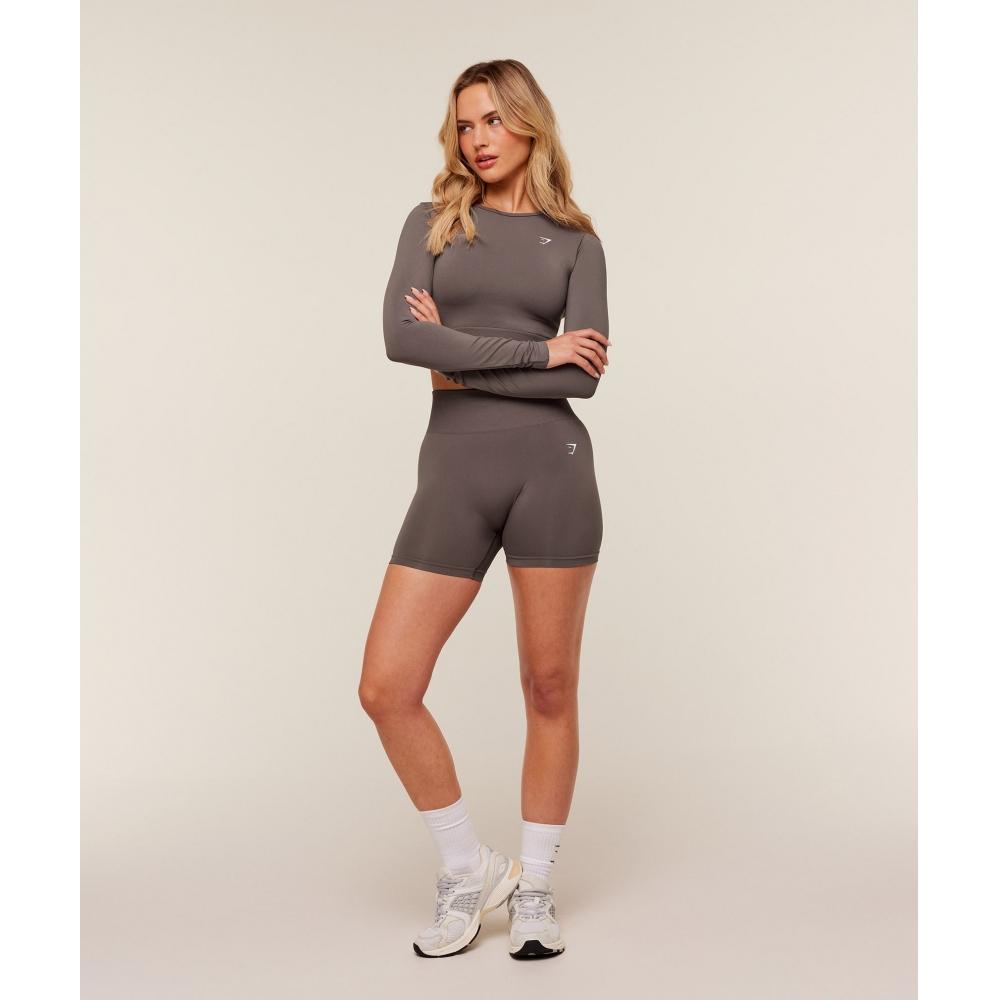 Gymshark Alltag Seamless Langarm Crop Top Cool Brown B7a2s Nbzg