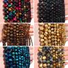 1 Strand Natural Tiger Eye Stone Beads Multicolor Round Loose Spacer Beads 4-12mm for Jewelry Making DIY Bracelet Accessories