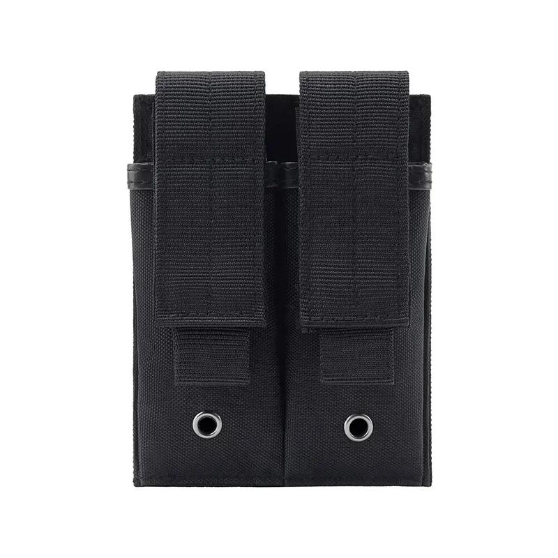 Tactical Double Pistol Mag Pouch Outdoor Molle Open-Top Magazine Pouch Flashlight Holder Attachment Package Hunting Accessories