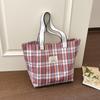 Women's Lightweight Shopping Tote Bag Plaid Shoulder Bag
