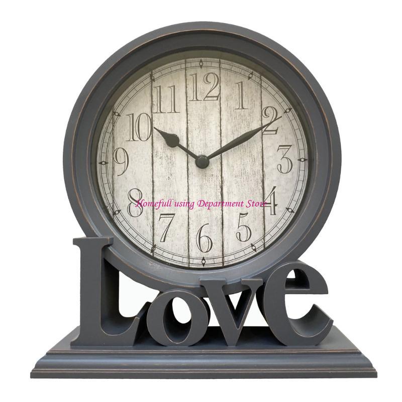 Retro Love Letter Bedside Desk Clock Battery Operated Clock for Children Bedroom