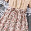 Girls Fashion Dress Summer Children Short Sleeve Patchwork Sweet Floral Dress