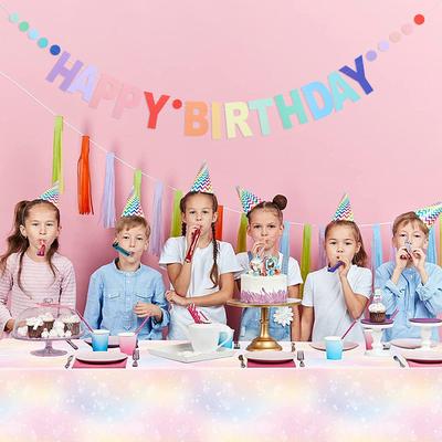 Colorful Happy Birthday Banner Paper Garland Kids Boy Girl Birthday Party Decoration Unicorn Theme Party Hanging Flag Supplies