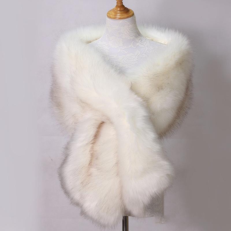 Women’s Luxurious Faux Fur Shawl Winter Bridal Thicken Soft Warm Comfortable Faux Fur Shawl Wrap for Wedding Evening Party