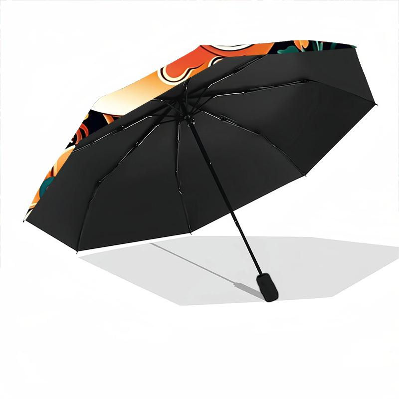 1pc Floral Bird Automatic Folding Umbrella Compact Lightweight Travel Umbrella with 8-Rib Sturdy Frame, Windproof & Self014