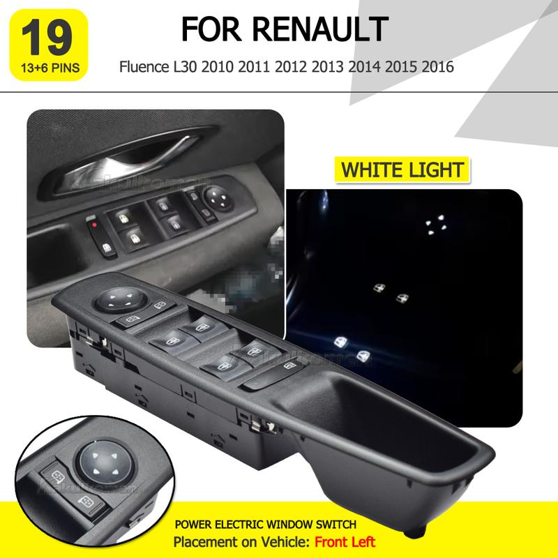 New 19 P Electric Power Master Window Control Switch 25400-0008R For Renault Fluence L30 2010 2011 2012 2013 2014 2015 2016